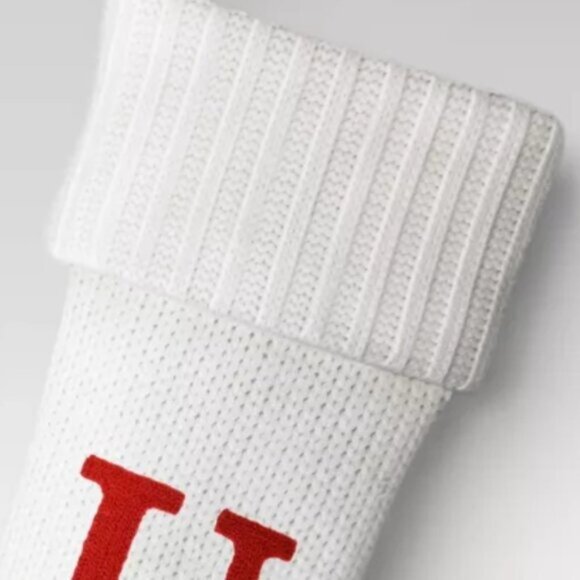 Knit Monogram Christmas Stocking - White - Letter U - Picture 2 of 5